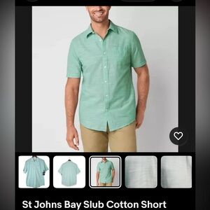 St. John's Bay CASCADE GREEN Casual Button Down Shirt